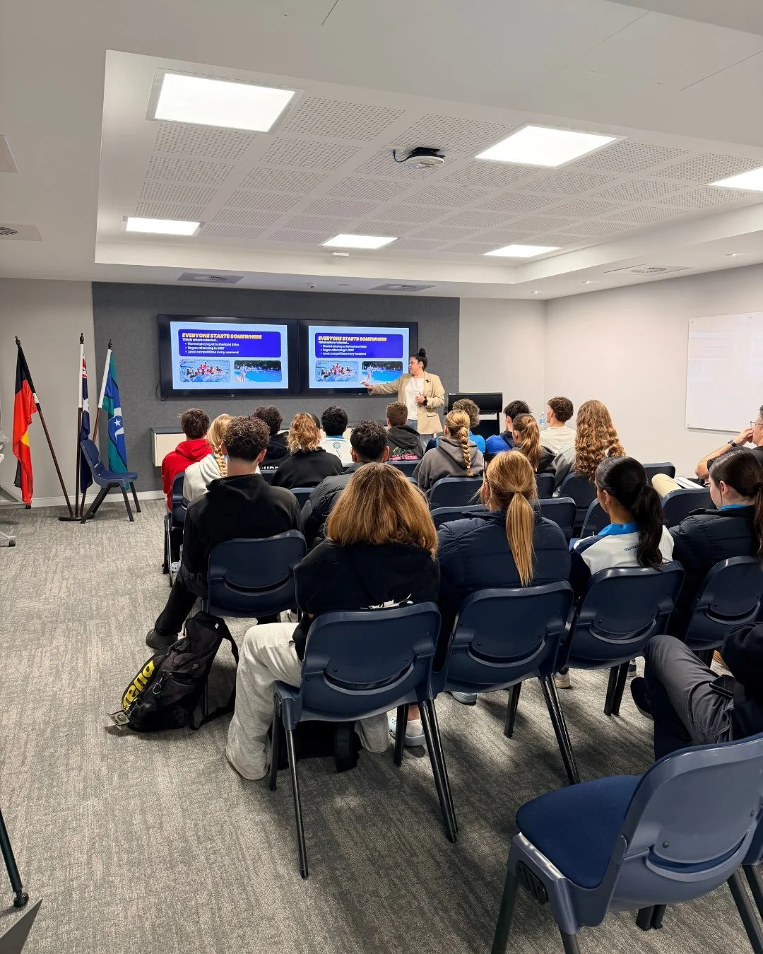Day 1 Complete ✅🤽&zwj;♂️

A fantastic first day of our WPACT Referee Mentor Program is in the books! 👏

The day kicked off with World Aquatics World Cup referee Ash Kaesler, who shared her journey through refereeing and spoke about the experiences 
