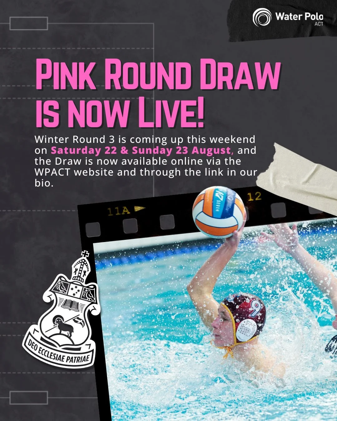WPACT Winter Competition 🤽&zwj;♂️🤽&zwj;♀️
Round 3 This Weekend! 💗

Round 3 of the WPACT Winter Competition is coming up this weekend, Saturday 22 &amp; Sunday 23 August, with @cgswaterpolo hosting our Pink Round 🎀

📋 The Round 3 Draw is now avai