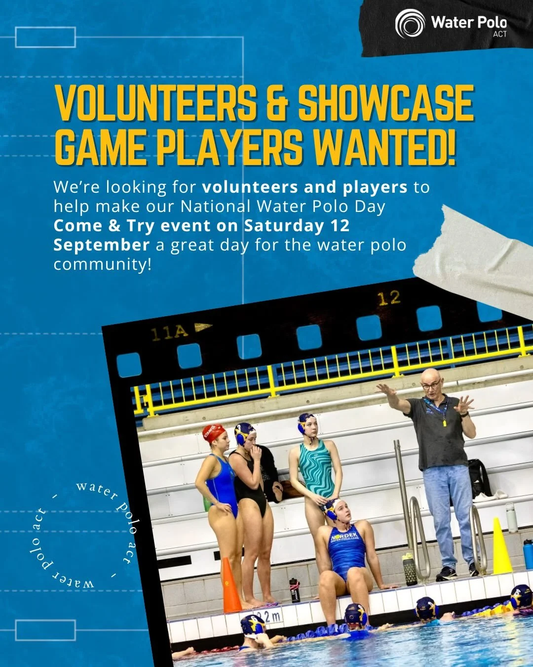 VOLUNTEERS &amp; SHOWCASE GAME PLAYERS WANTED! 🤽&zwj;♀️🤽&zwj;♂️

We&rsquo;re looking for volunteers and players to help make our National Water Polo Day Come &amp; Try event a great day for the water polo community! 💙

🗓️ Saturday 12 September
⏰ 
