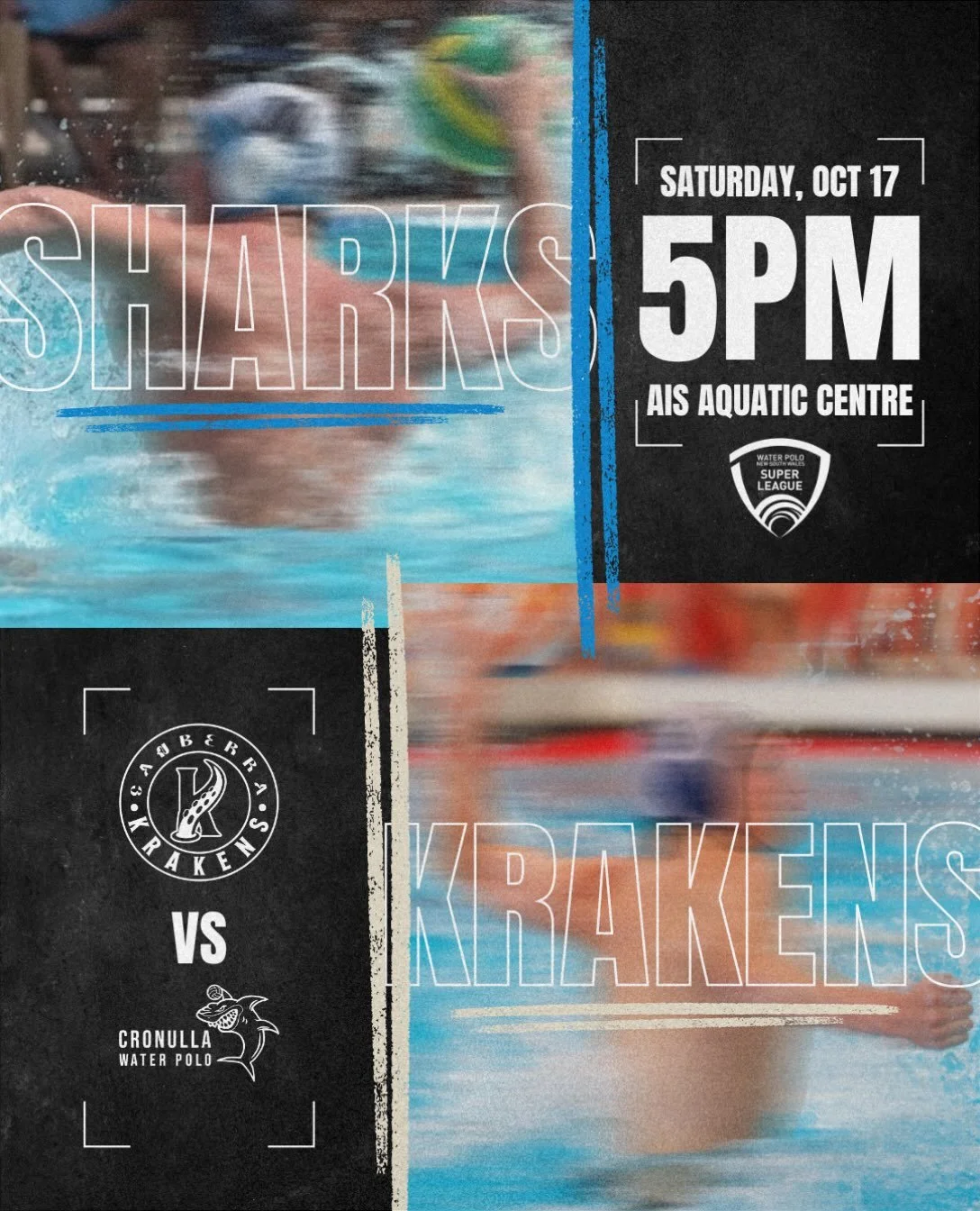SUPER LEAGUE RETURNS TO CANBERRA! 🦑🦈🔥

Round 2 of the @waterpolonsw Super League is coming to Canberra this Saturday, with the Canberra Krakens hosting the Cronulla Sharks at the AIS Aquatic Centre! 🤽&zwj;♂️💪

This will be the first Super League
