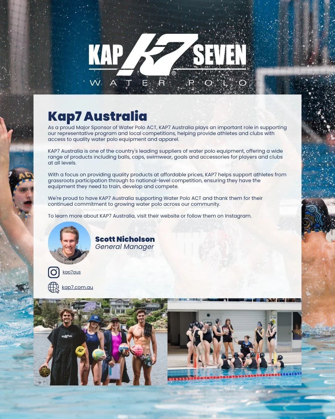 Sponsor Spotlight &ndash; @kap7australia 🇦🇺🤽&zwj;♂️

As a proud Major Sponsor of Water Polo ACT, KAP7 Australia plays an important role in supporting our representative program and local competitions, helping athletes and clubs access quality wate