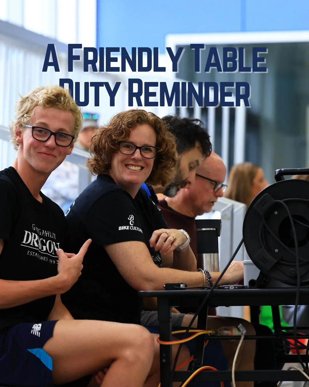 TABLE DUTY: A FRIENDLY REMINDER 📋

A big thank you to everyone who attended our recent Table Duty Workshop. We had over 25 wonderful volunteers join us.

Our games cannot run without people volunteering their time to undertake table duty.  We apprec