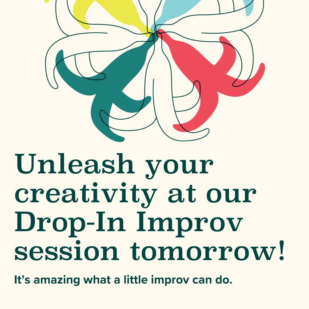 🎭 Get ready to unleash your inner creative genius! 🚀 Join us TOMORROW for an electrifying Drop-In Improv class! Whether you're a seasoned improv master or brand new to the scene, this is your golden ticket to a night of laughter, learning, and epic