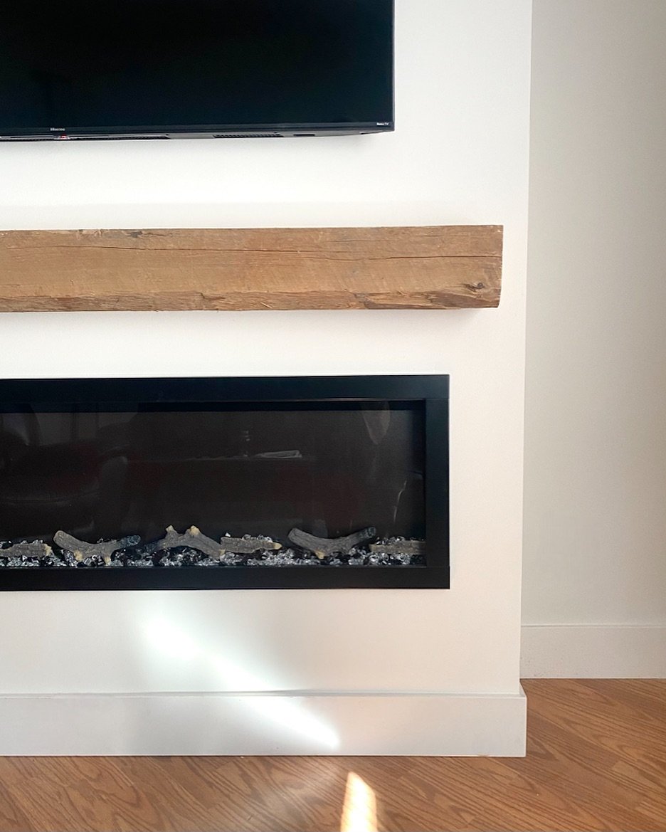 This fireplace addition is getting wrapped up just in time for the approaching colder months.

When it comes to designing a fireplace, my top priority is BALANCE. Your fireplace should almost always be longer than what you are placing above your mant