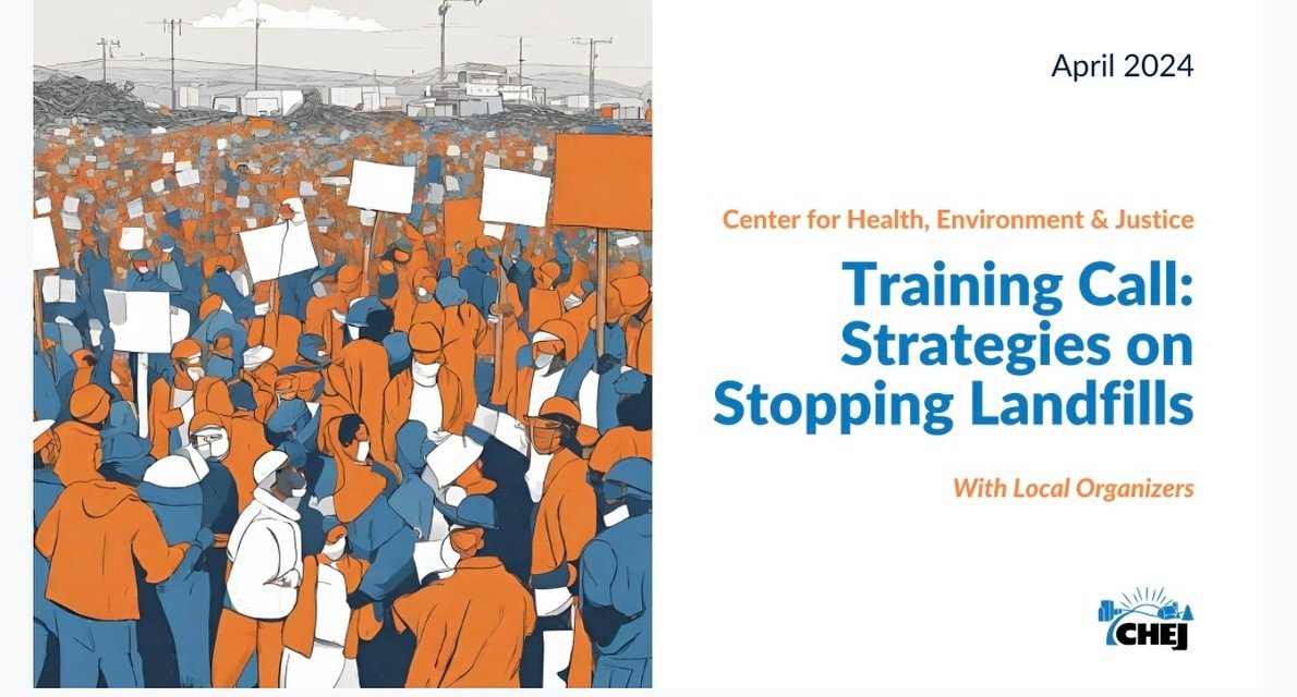 Join us next Tuesday for our Training Call on strategies to stop landfills. In this call, we will be joined by landfill fighters from across the country. They will share stories, strategies and actions from their fights, and answer any questions you 
