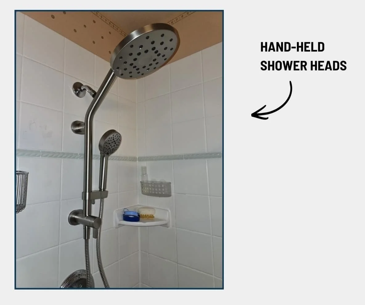 Hand-held shower heads installed by Noble Plumbing help seniors in Snoqualmie, WA