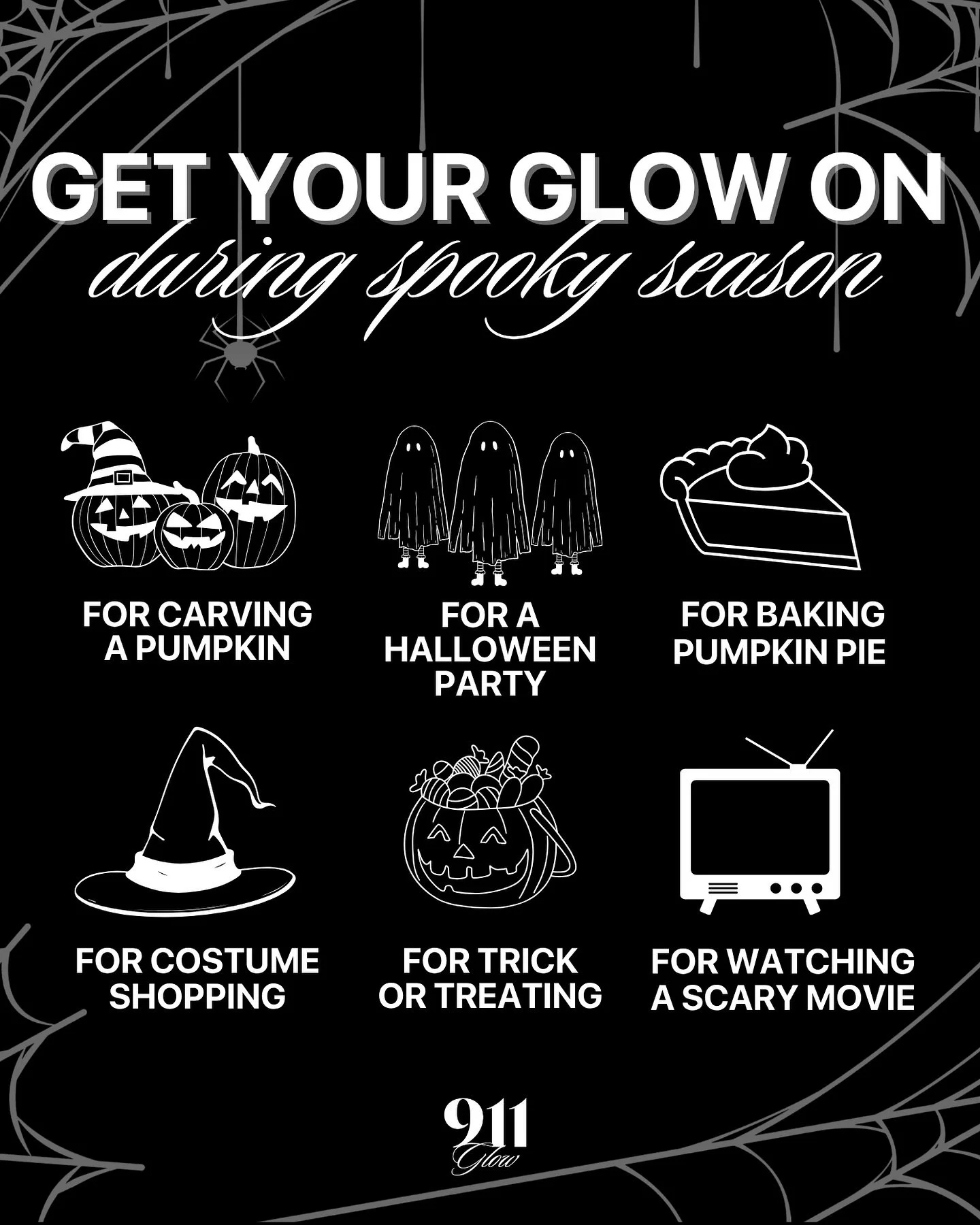 ✨ Halloween is better with a glow. Whether you are headed to a party, carving pumpkins, or cozying up with a scary movie, make 911 Glow part of your spooky season 🎃👻

#spookyseason #halloween #spraytan #spraytanning #spraytanartist #spooky #ghost #