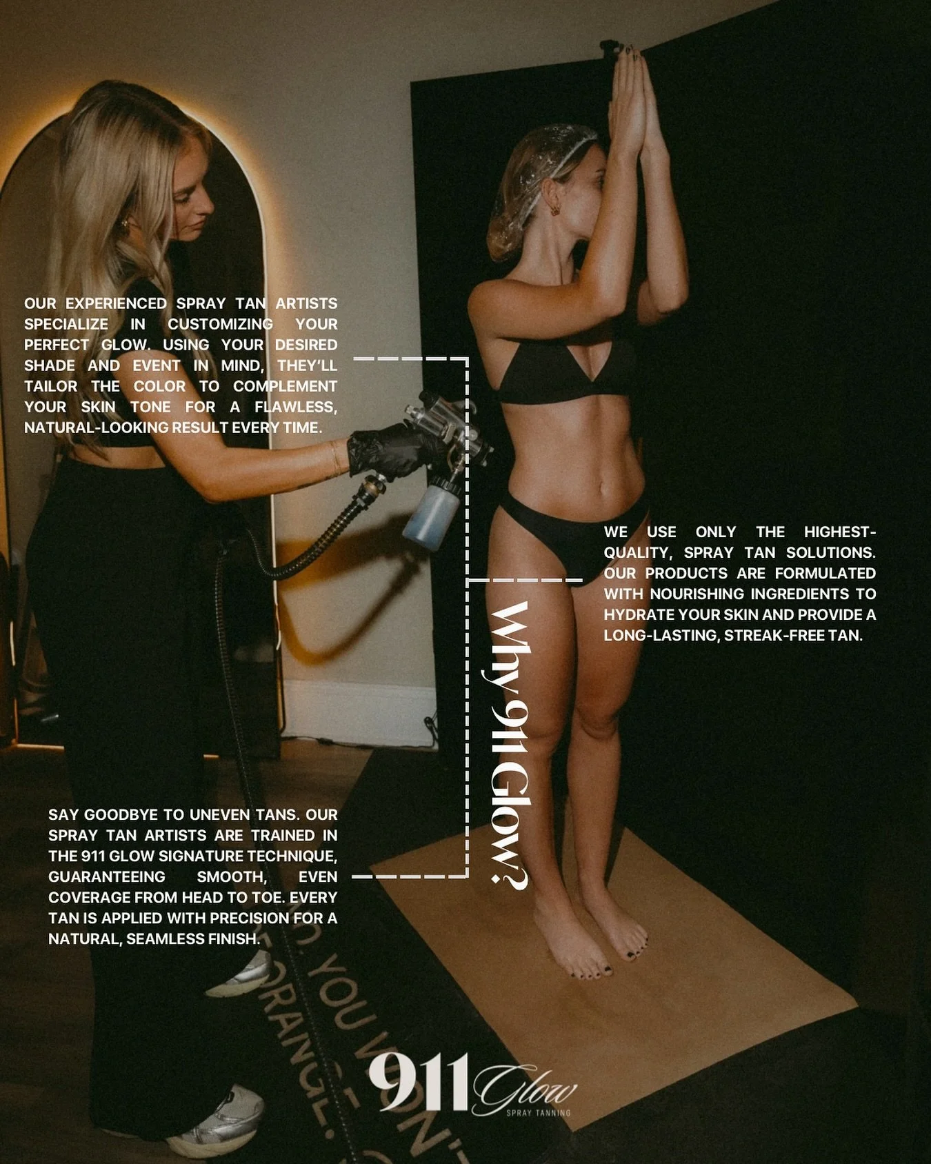 Precision. Technique. The perfect shade.
That&rsquo;s the 911 Glow difference.

#spraytan #spraytanning #spraytanartist  #mobilespraytan #sunlesstanning #dolceglow #airbrushtan #airbrushtanning #genevail #SunlessTanning #genevaillinois #smallbusiness