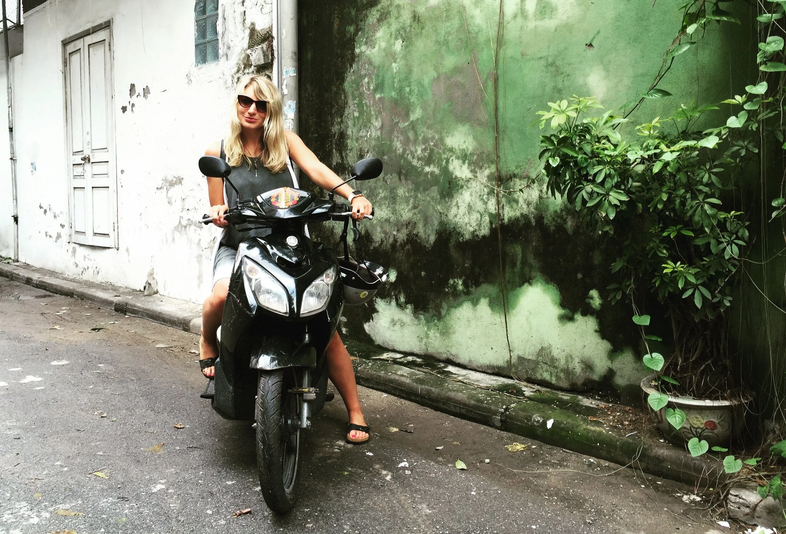 Me on my trusty scooter while living in Hanoi, Vietnam
