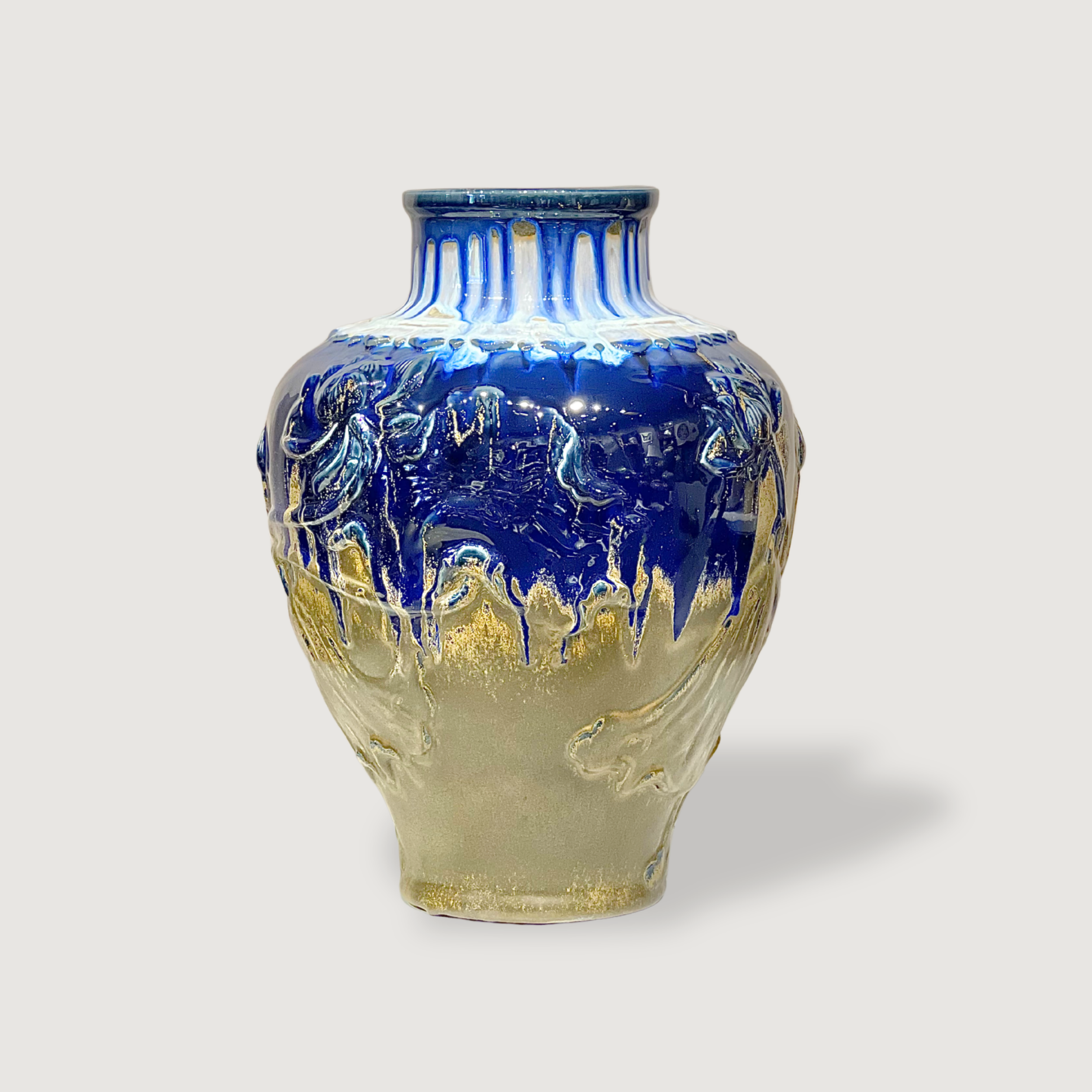 Artisan Blue & Gold Ceramic Vase