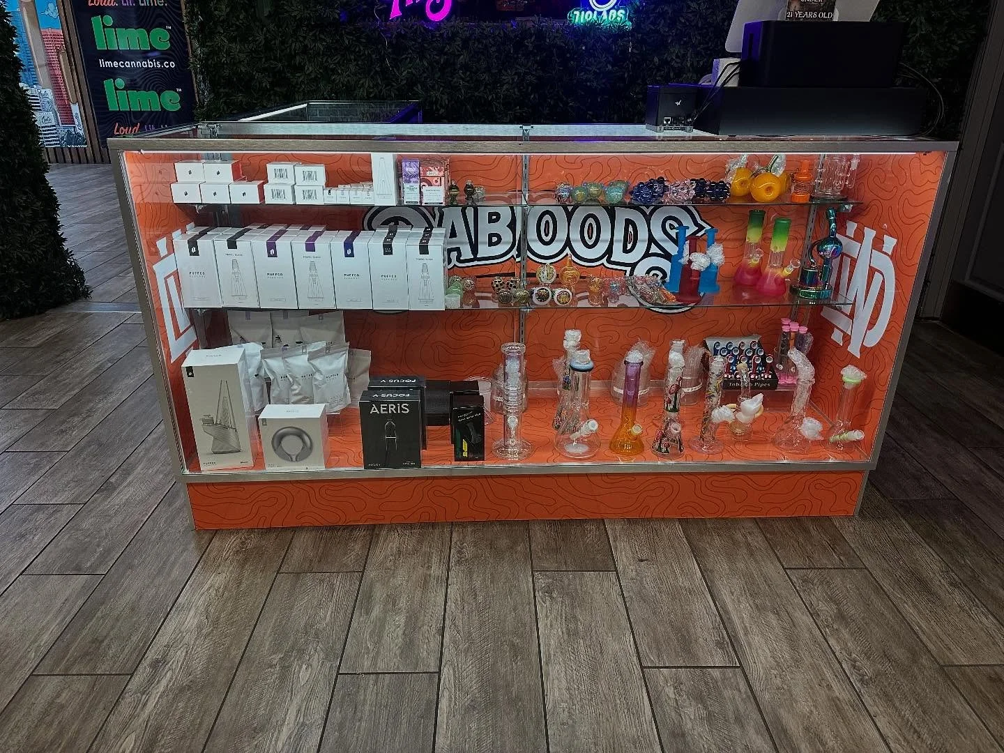 Great way to add some color to your store. Line the inside of your cabinets with vinyl.