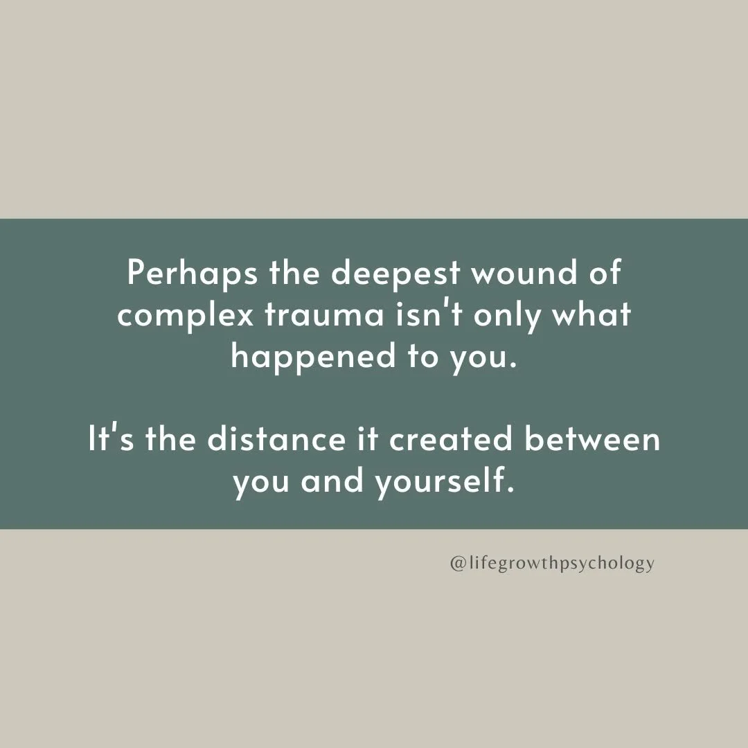 Trauma teaches us how to survive by turning away from our own thoughts, feelings, needs, and truth.

Healing isn't about becoming someone new.

It's about slowly finding your way back to yourself, and rebuilding the relationship that trauma taught yo