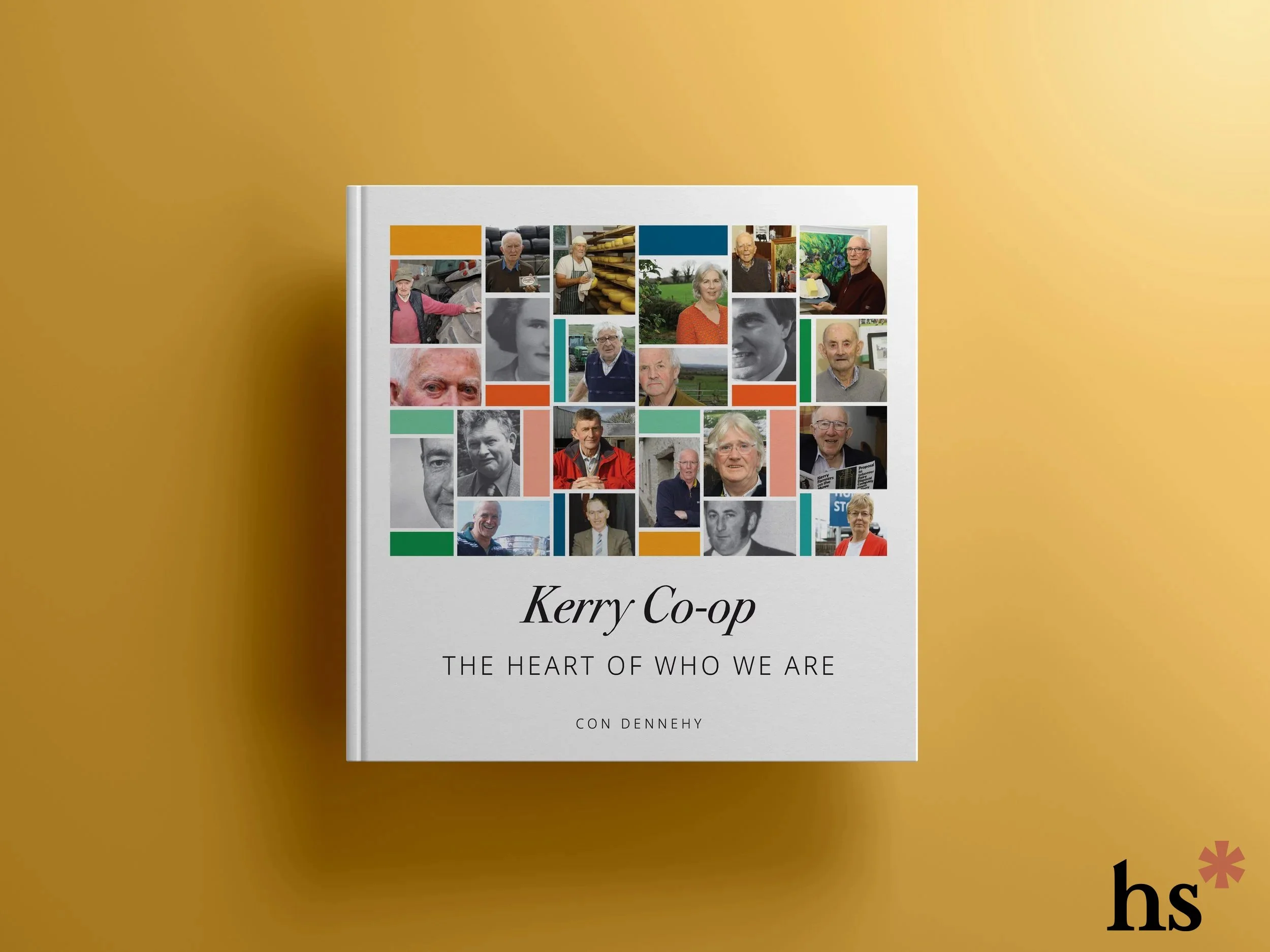 Book titled 'Kerry Co-op: The Heart of Who We Are' by Con Dennehy, featuring a collage of photographs of various people on the cover.