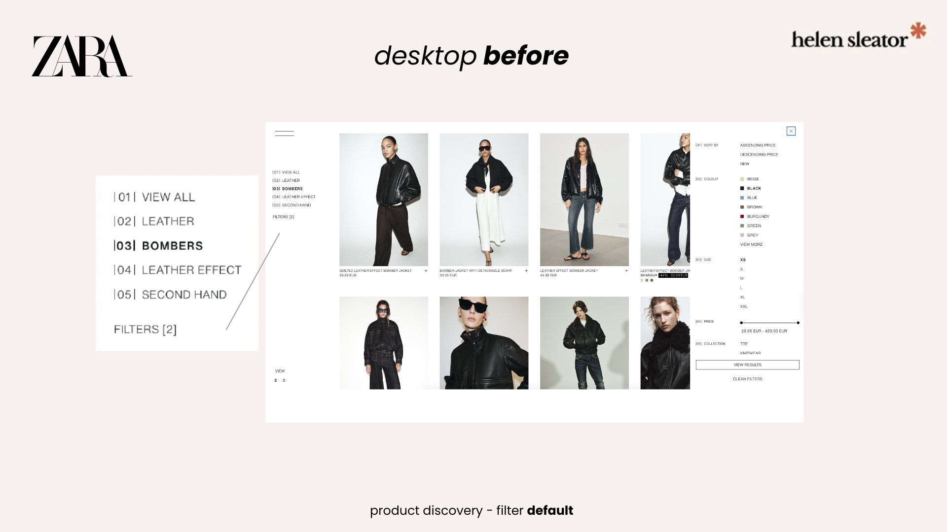 Zara desktop before default state