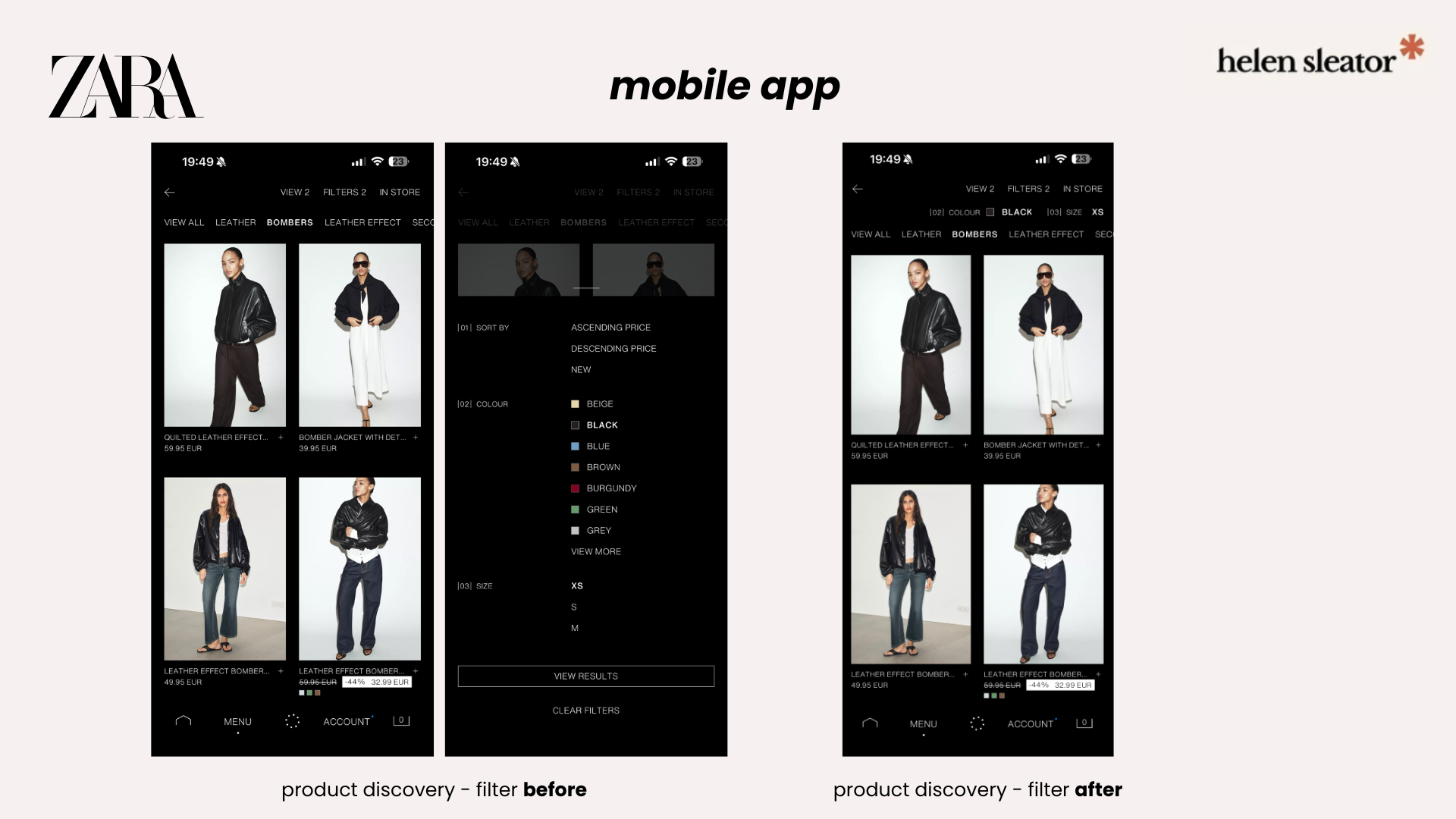 Zara mobile app - before & after