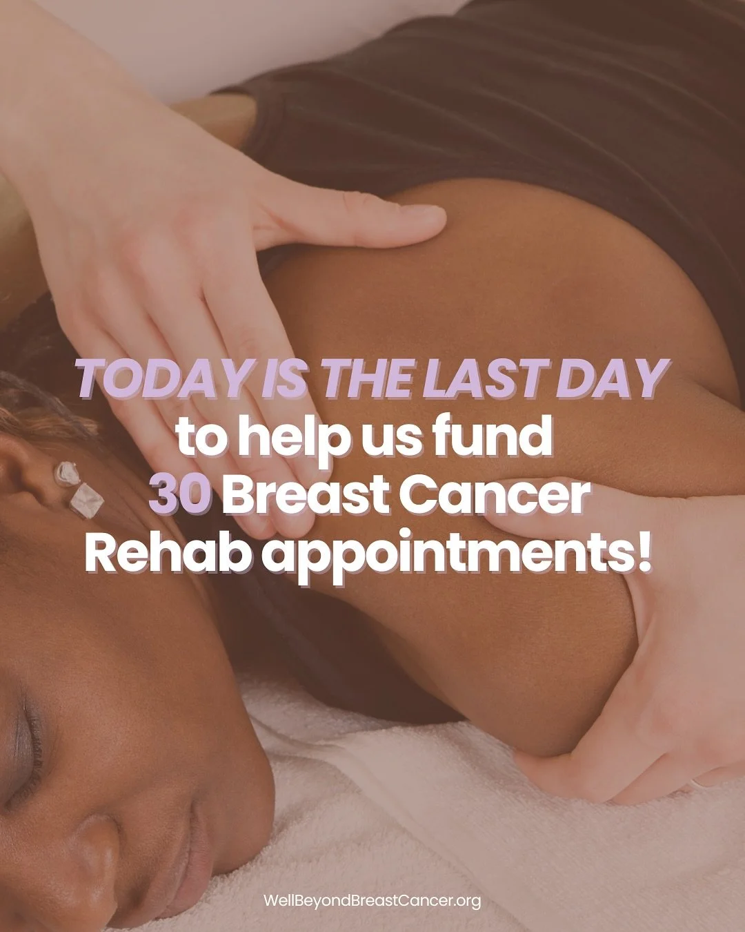 Today is the LAST DAY to help us reach our goal of raising $6,500 by Sept 30th, which will fund 30 breast cancer rehabilitation appointments for individuals in need. 

We&rsquo;ve already funded 6 appointments thanks to your generosity! Thank you so 