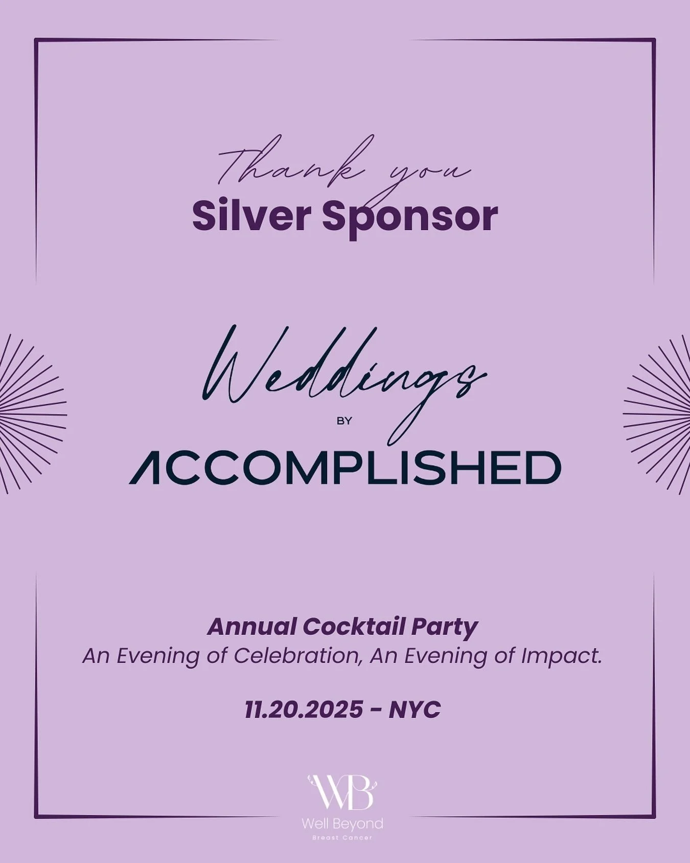 We’re incredibly grateful to welcome Weddings by Accomplished as a sponsor of our Annual Cocktail Party.
Weddings by Accomplished is a full-service boutique planning company specializing in weddings and events that feel personal, effortless, a