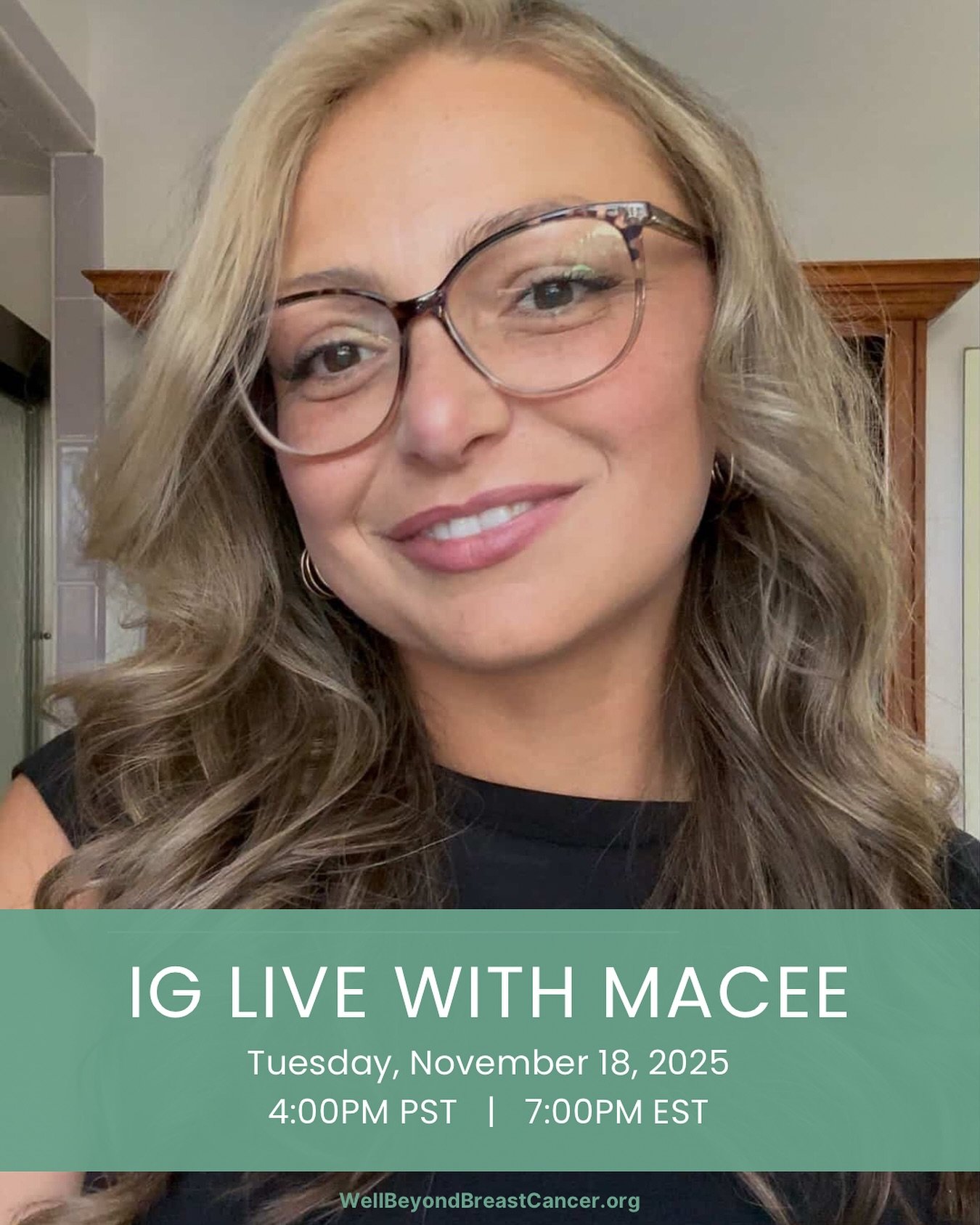 Our IG live with Macee is finally rescheduled! Join us Tuesday November 18th for a meaningful conversation with @bink_mac.ee 🤍

Before her diagnosis, Macee&rsquo;s only connection to breast cancer was losing her grandmother to the disease at 60. Twe