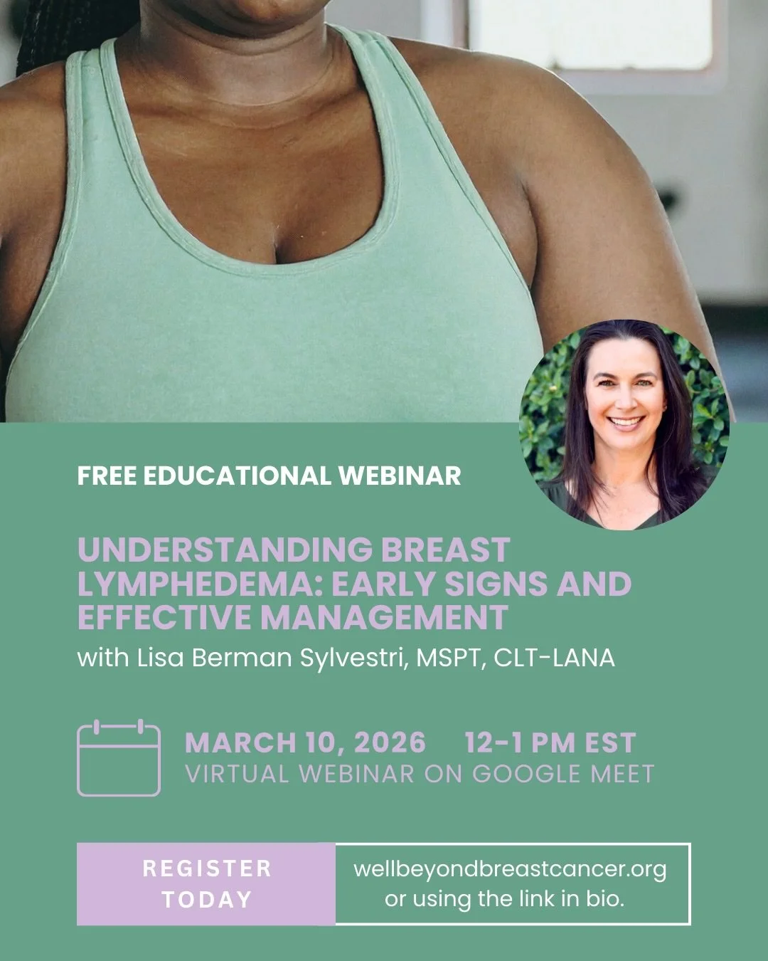 Join us for our next FREE educational webinar - Understanding Breast Lymphedema: Early Signs and Effective Management.

🗓️ March 10th from 12-1pm EST
📍 Virtual on Google Meet 
💌 Register by using the link in our bio 

Breast swelling and lymphedem