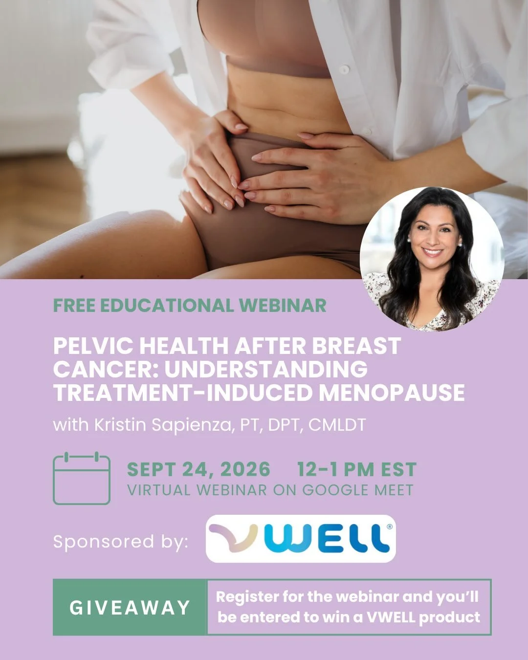 We&rsquo;re so excited to announce our next FREE educational webinar&hellip;

Pelvic Health After Breast Cancer: Understanding Treatment-Induced Menopause

🗓️ Sept 24, 2026 from 12&ndash;1pm EST 📍 Virtual on Google Meet

Breast cancer treatment can