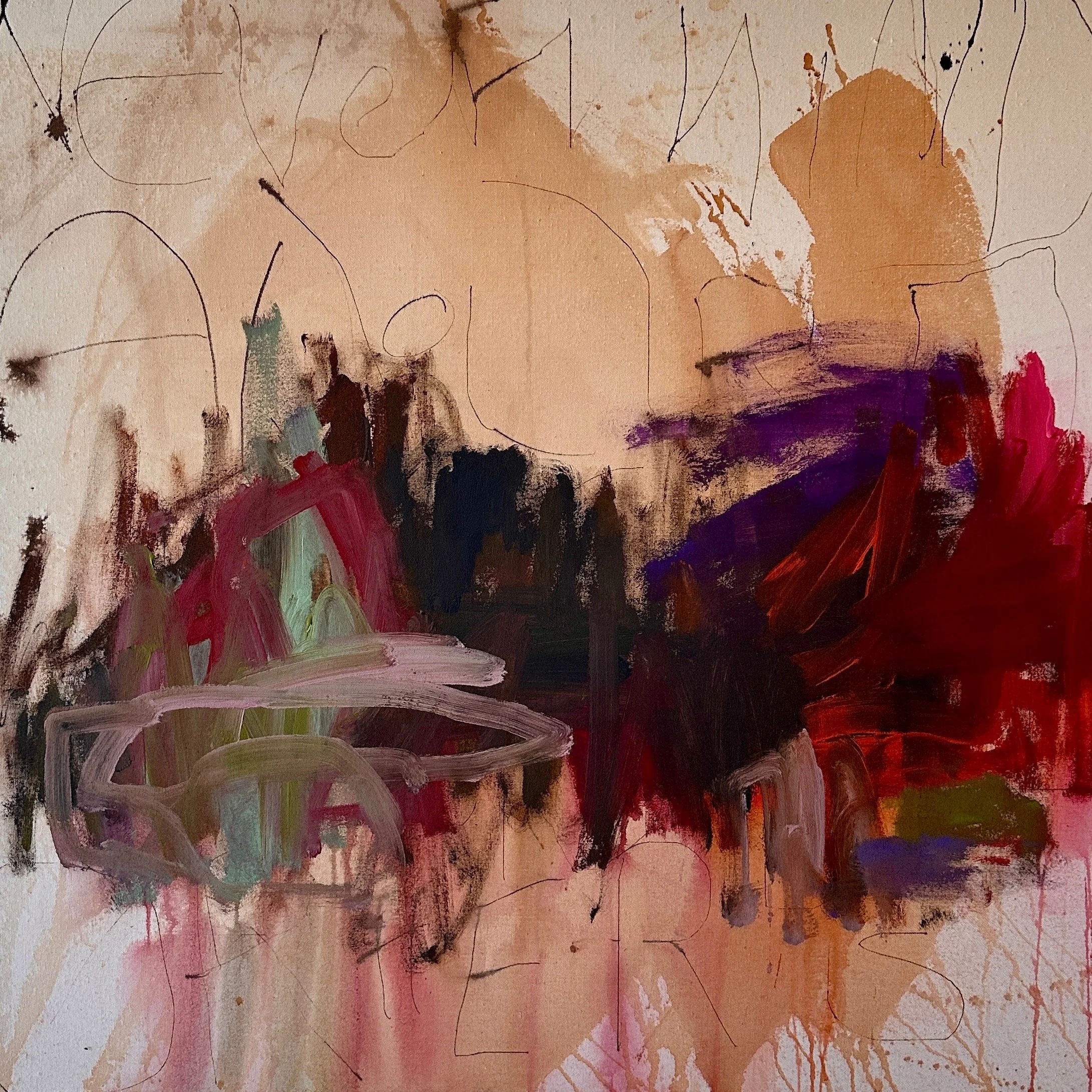 Out of Line

Das Kraftvolle und das Zarte.
Intensive Farben treffen auf feine, beinahe fl&uuml;chtige Linien. 

Tusche und Acryl auf roher Leinwand.

--------

The powerful and the delicate.
Intense colours meet fine, almost fleeting lines.

Ink and 