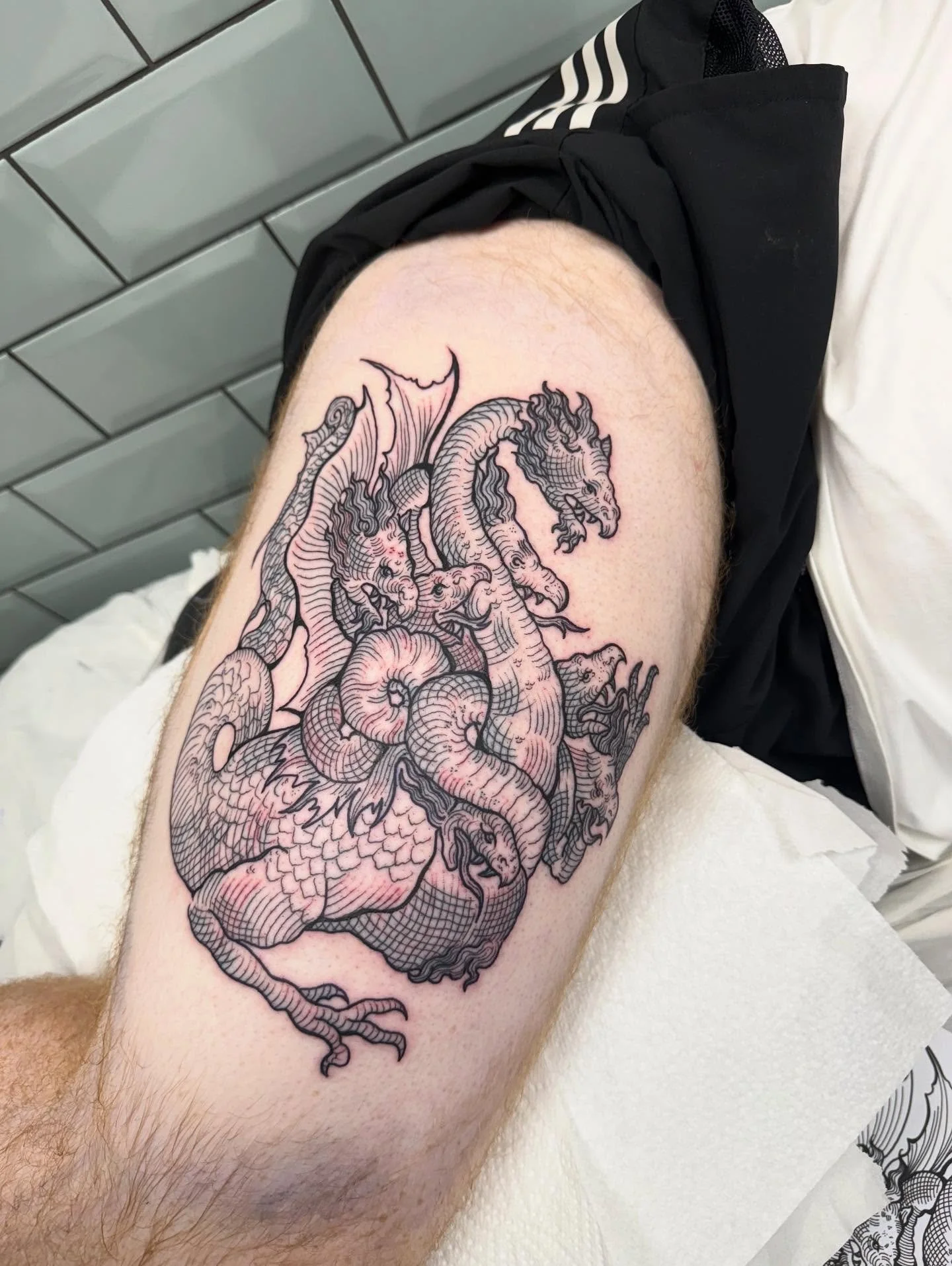 An epic one for a FIRST tattoo 🤩 by our epic @tulas.tattoos 

#engravingtattoo #lineworktattoo #etchingtattoo #bristoltattoo