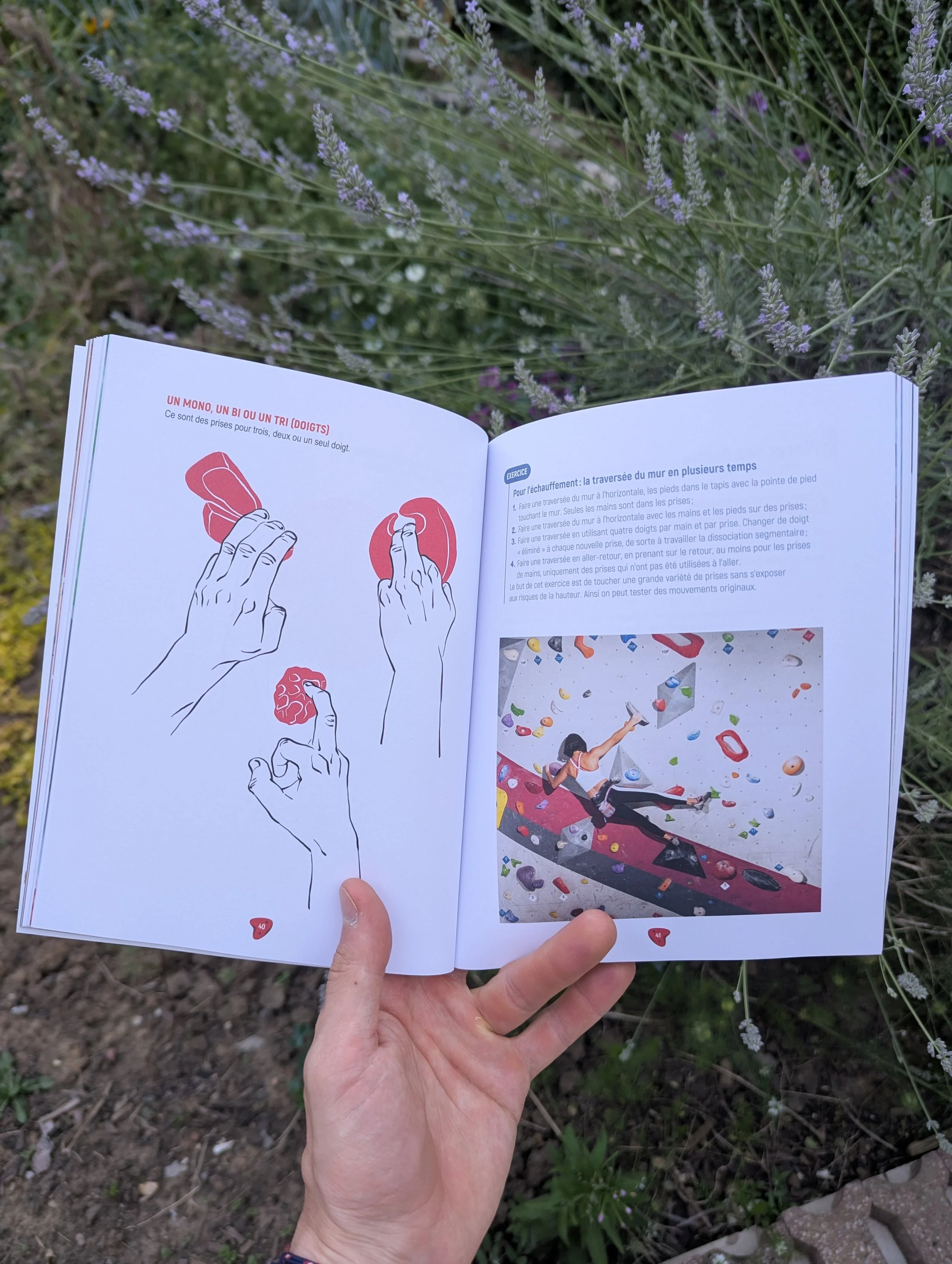 Le livre de Max, montrant une page avec des illustrations de doigts sur le chapitre des types de prises et préhensions