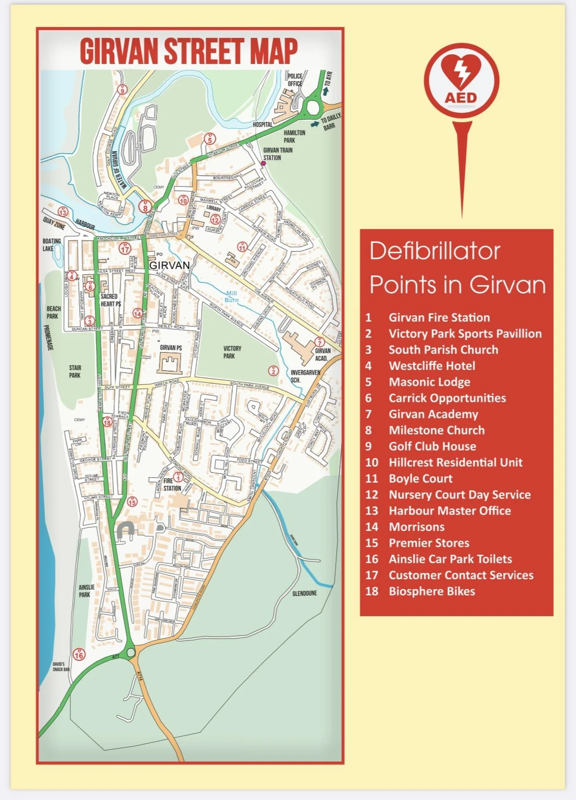 Girvan Defibrillator Locations