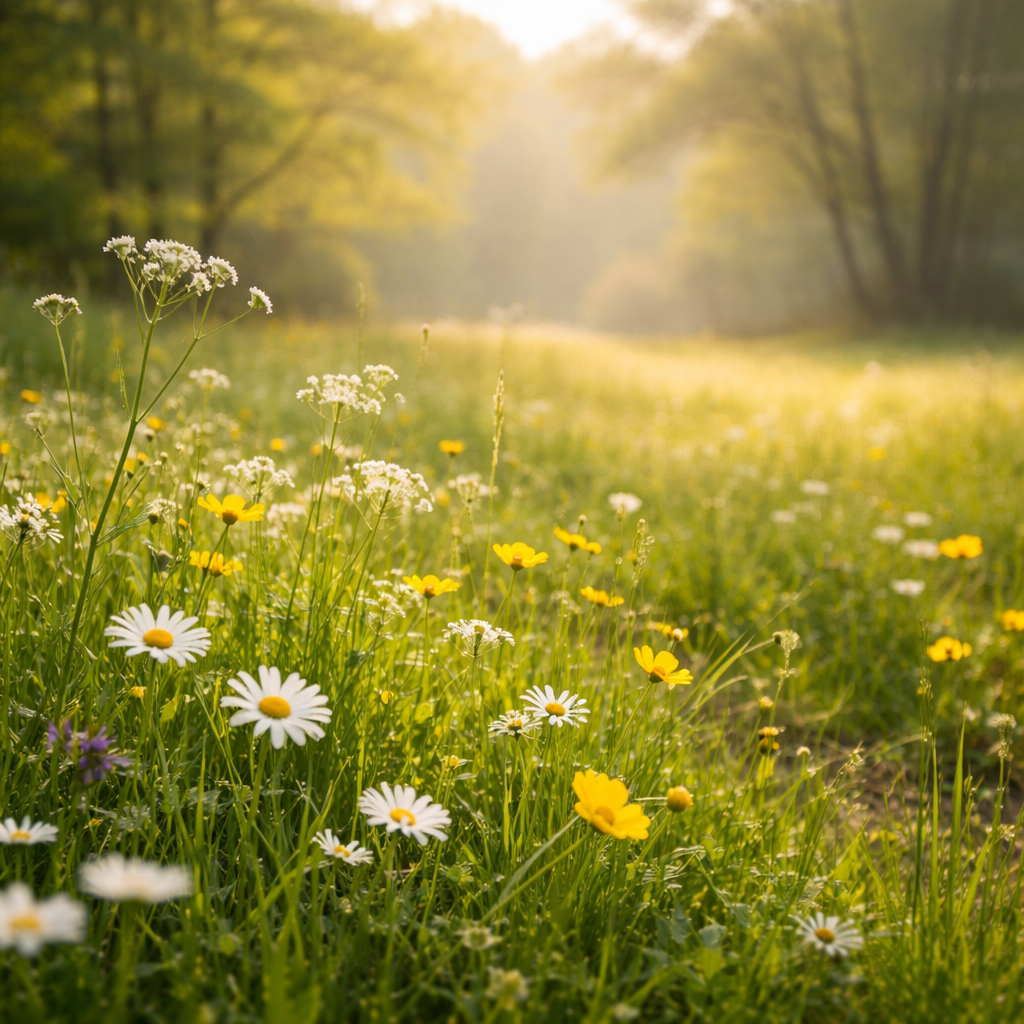 Morning glow in the meadow