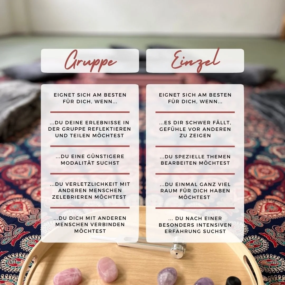 Soll ich eine Einzelsession buchen oder doch lieber an einer Gruppe teilen? Falls du dir die Frage auch schon einmal gestellt hast, hab ich ein paar gute Gr&uuml;nde f&uuml;r beide Arten der Breathwork-Session f&uuml;r dich 🧘&zwj;♀️

Infos und Anmel