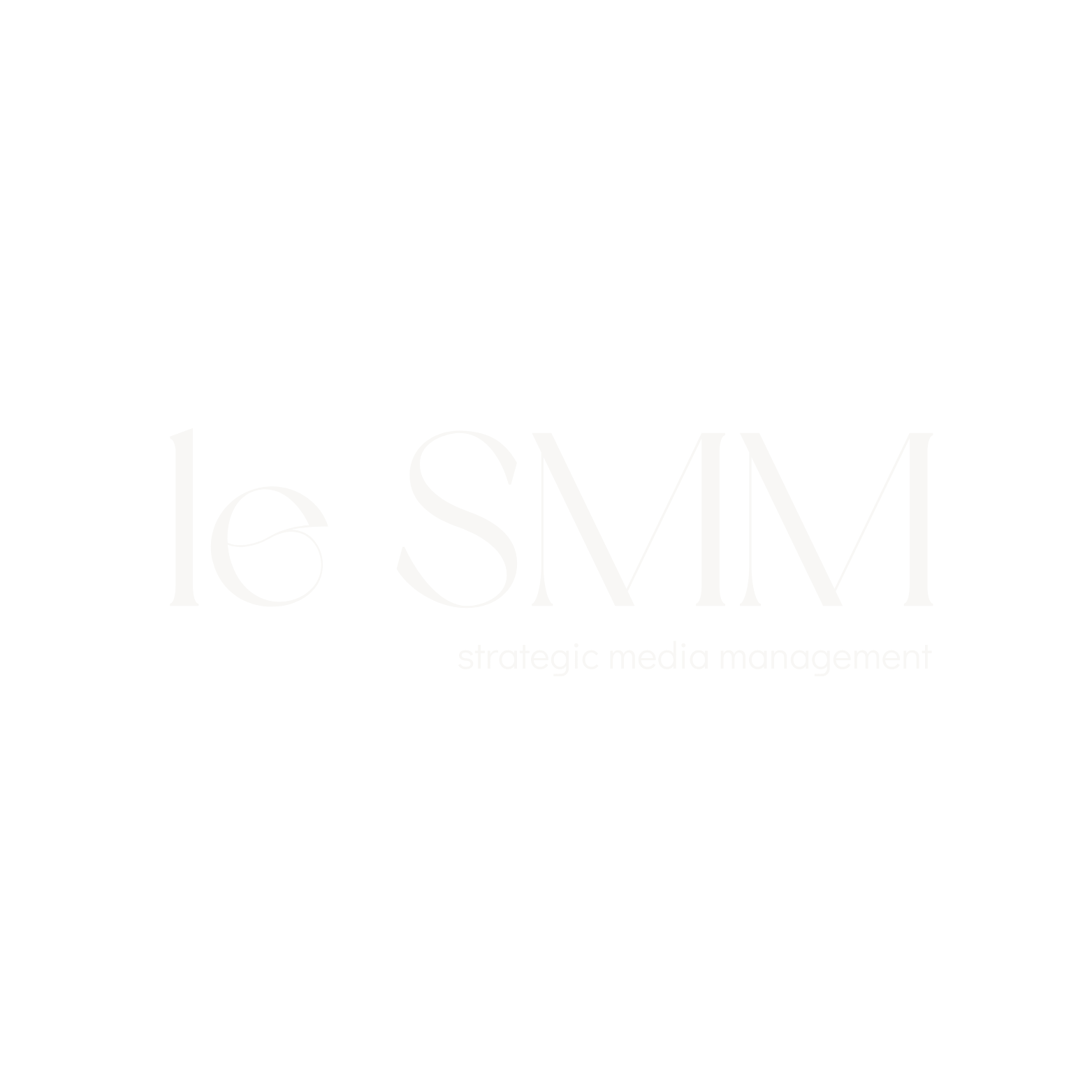 Black background with white text that reads: 'Le SMM' and smaller text underneath that reads: 'strategic media management'.
