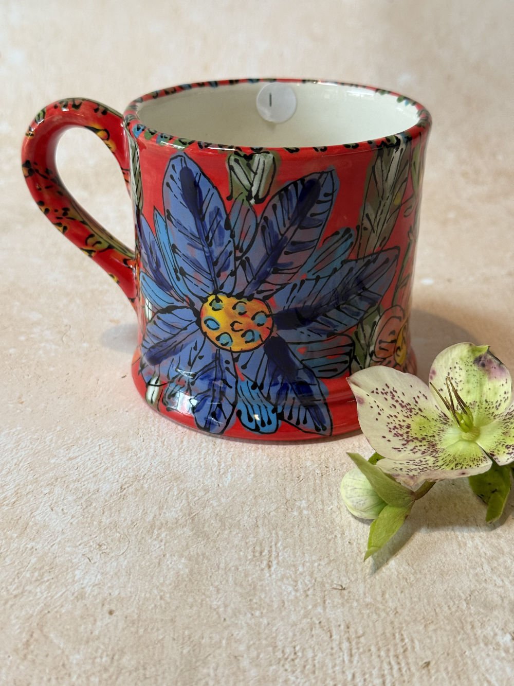 Flowers on Red Daddy Mug (1)