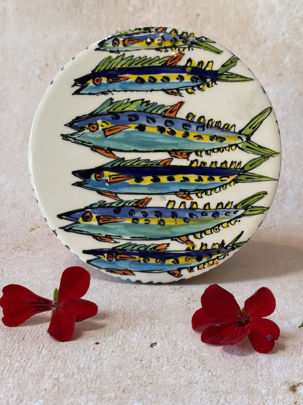 Mackerel on White Coaster