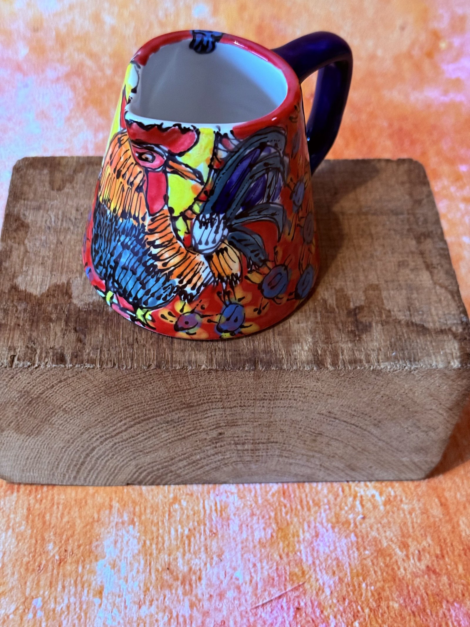 Cockerel on Red Tapered Jug