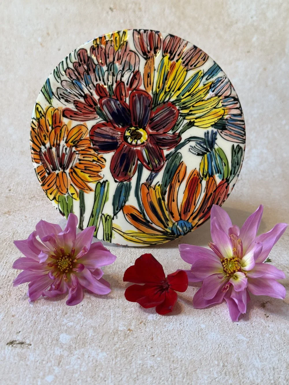 Flowers From the Garden on White Coaster