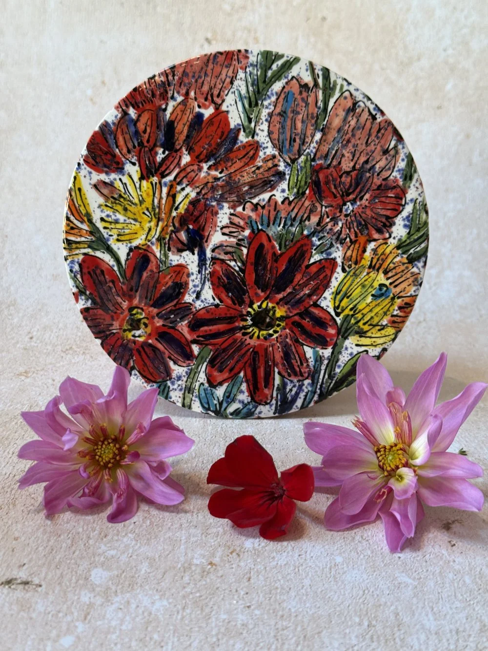 Flowers on Mottled Background Coaster