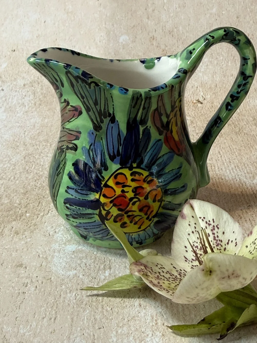 Asters on Green Cream Jug