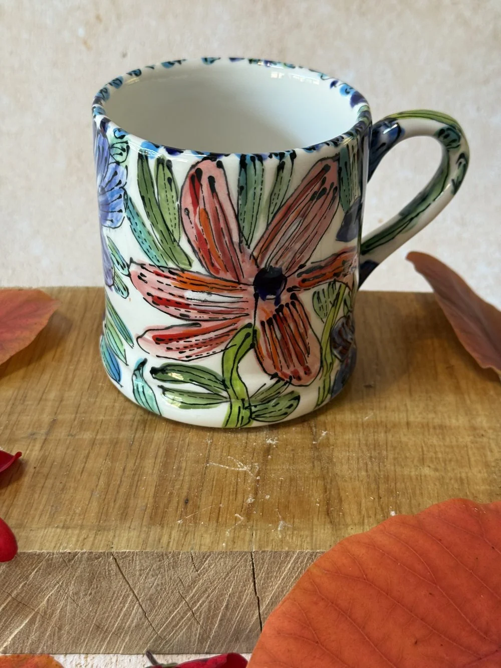 Pink and Blue Anemone Daddy Mug