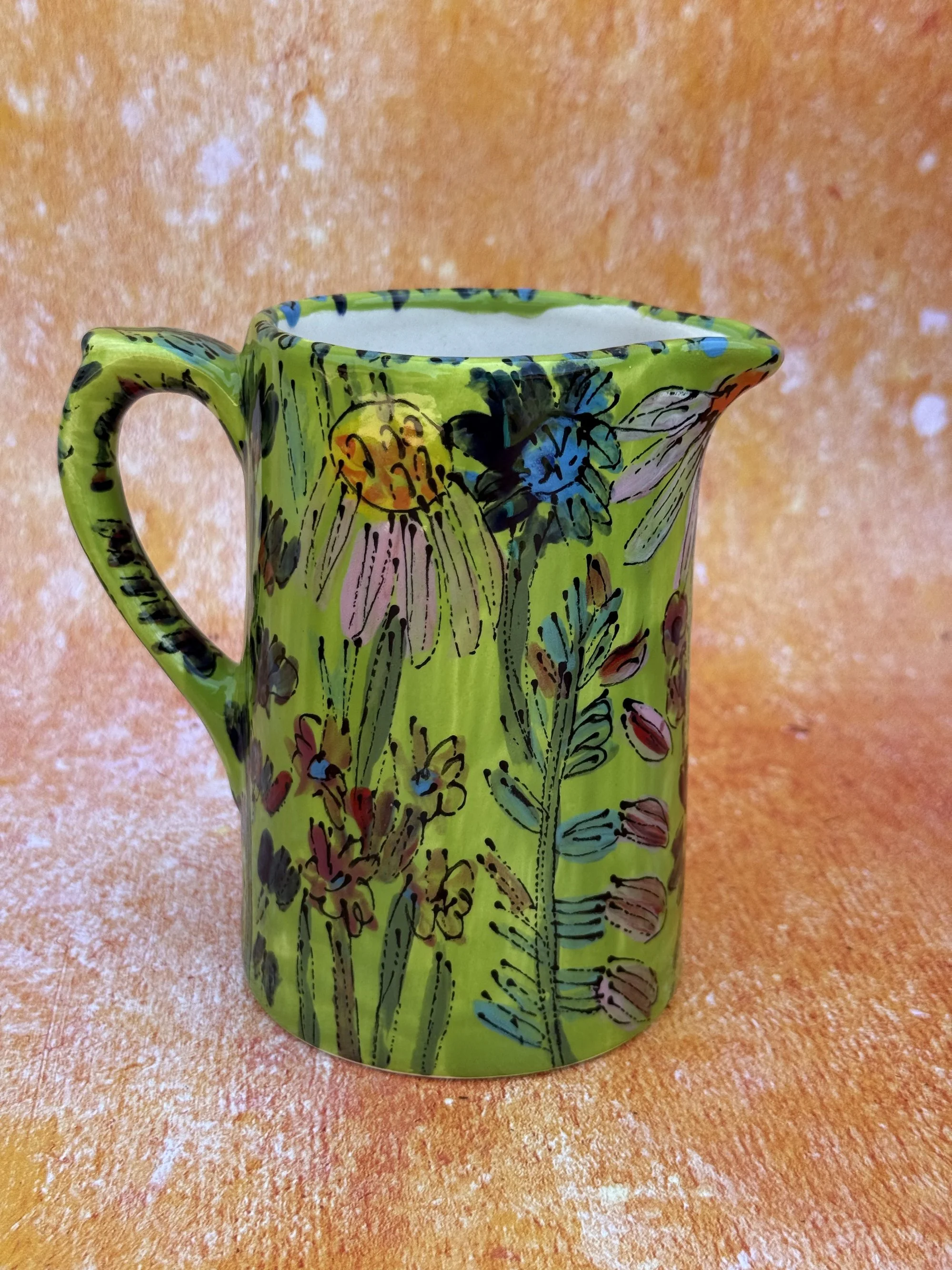 Flowers on Lime Small Straight Vase