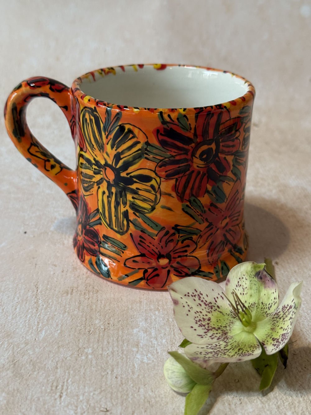 Flowers on Orange Daddy Mug