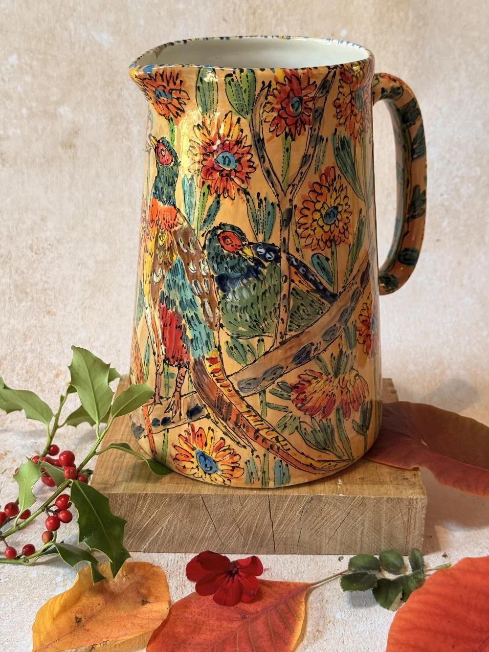 Pheasants on Light Terracotta Giant Vase
