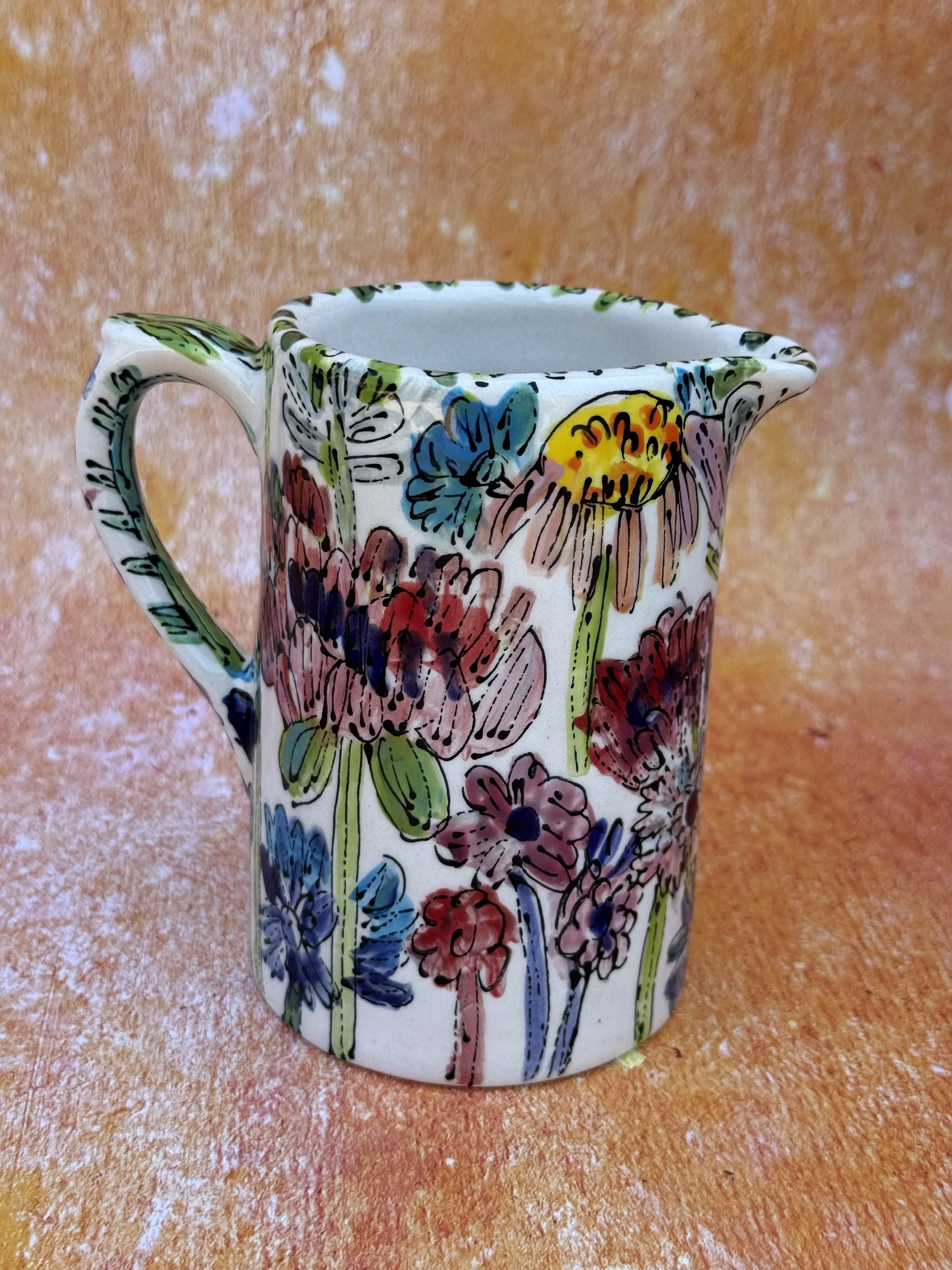 Flowers on White Small Straight Vase