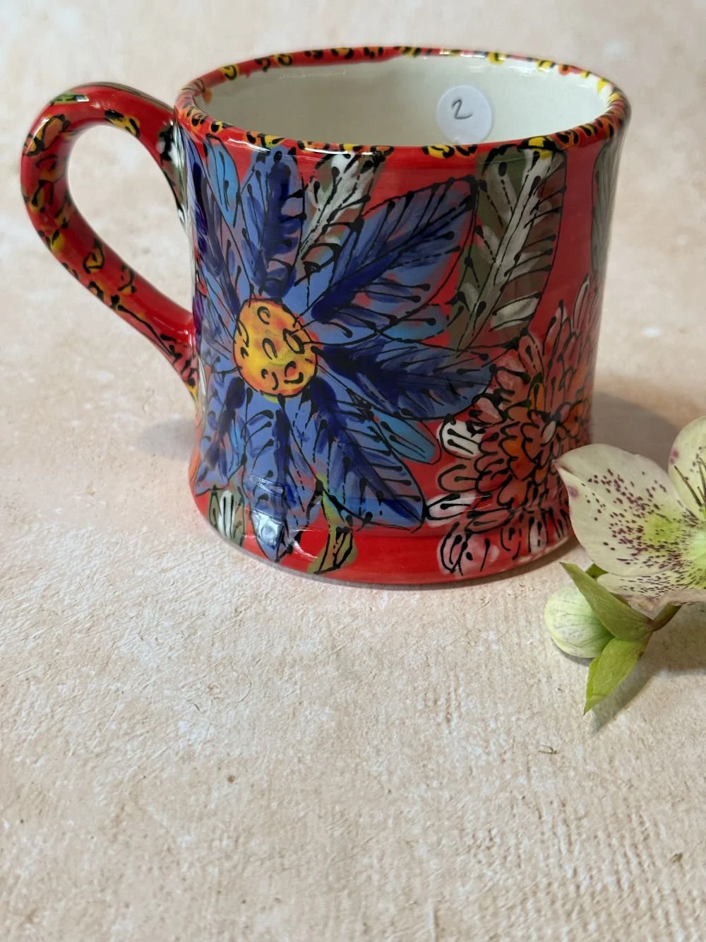 Flowers on Red Daddy Mug (2)