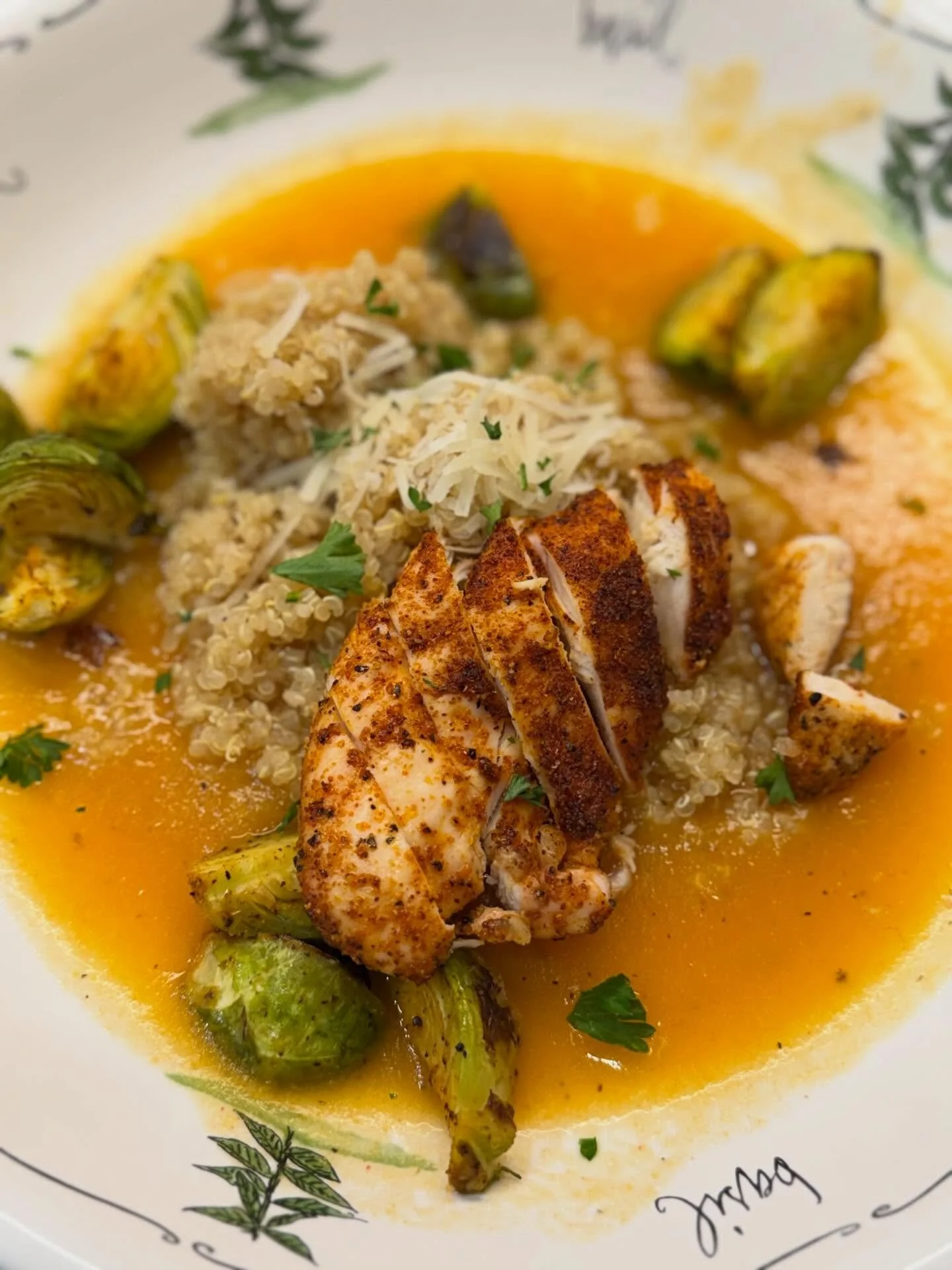 Italian penicillin with roasted chicken and brussels sprouts. 

#roastedchicken #bigpetesseasonings #italian