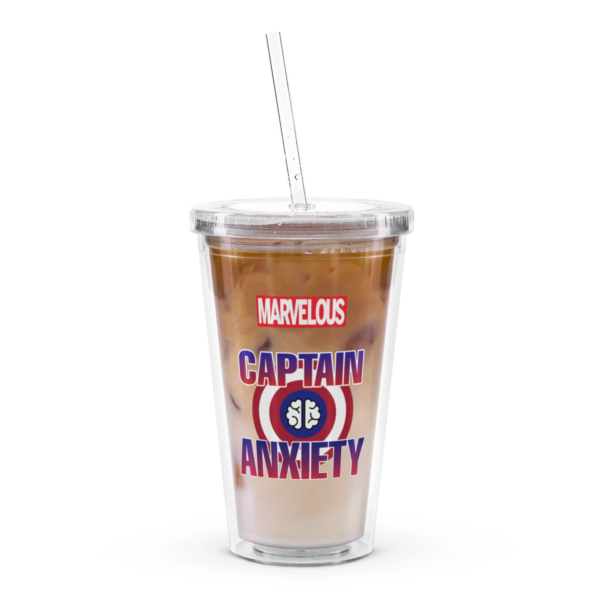 Clear Captain Anxiety Tumbler