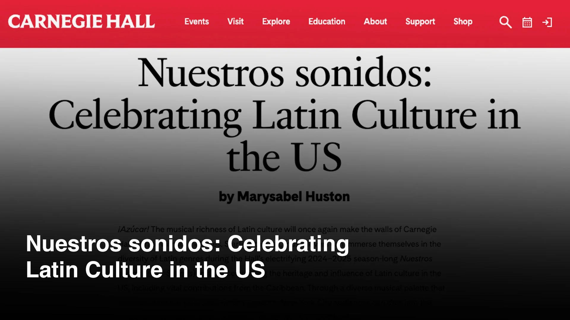 Marysabel Huston for Carnegie Hall (website and official Playbill program)