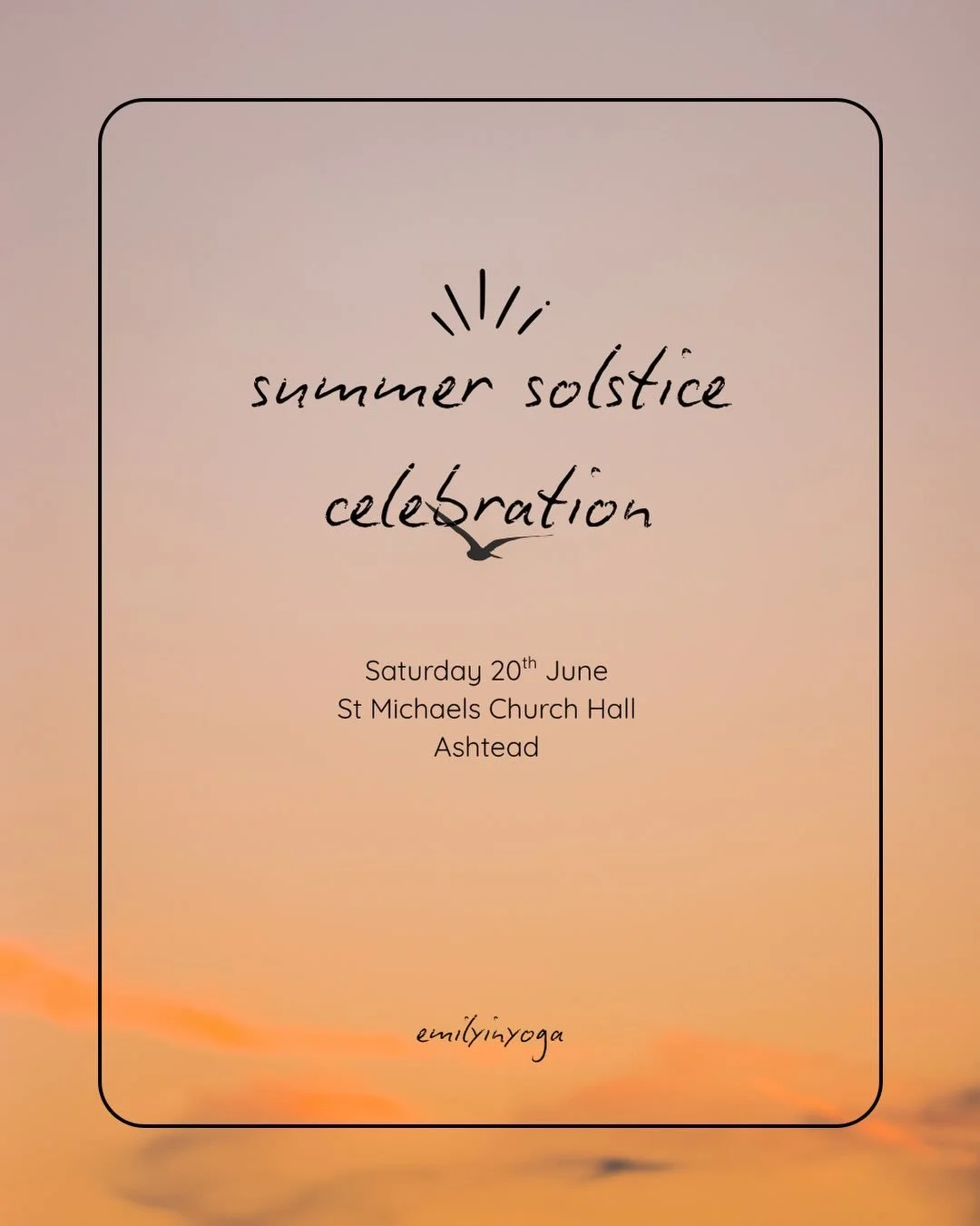 Come and join me to celebrate the longest and sunniest day of the year, with a energised yoga practice, followed by restoration and meditation. 
St Michaels church hall, Ashtead 
DM me to book 
#summersolstice 
#sunsalutation 
#surreyyoga