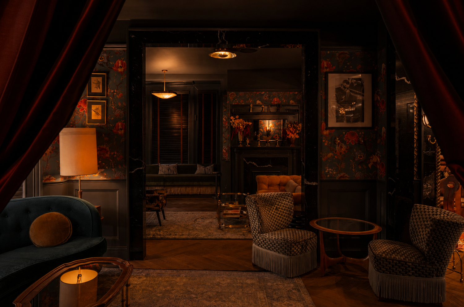 The richly decorated Left Door Lounge