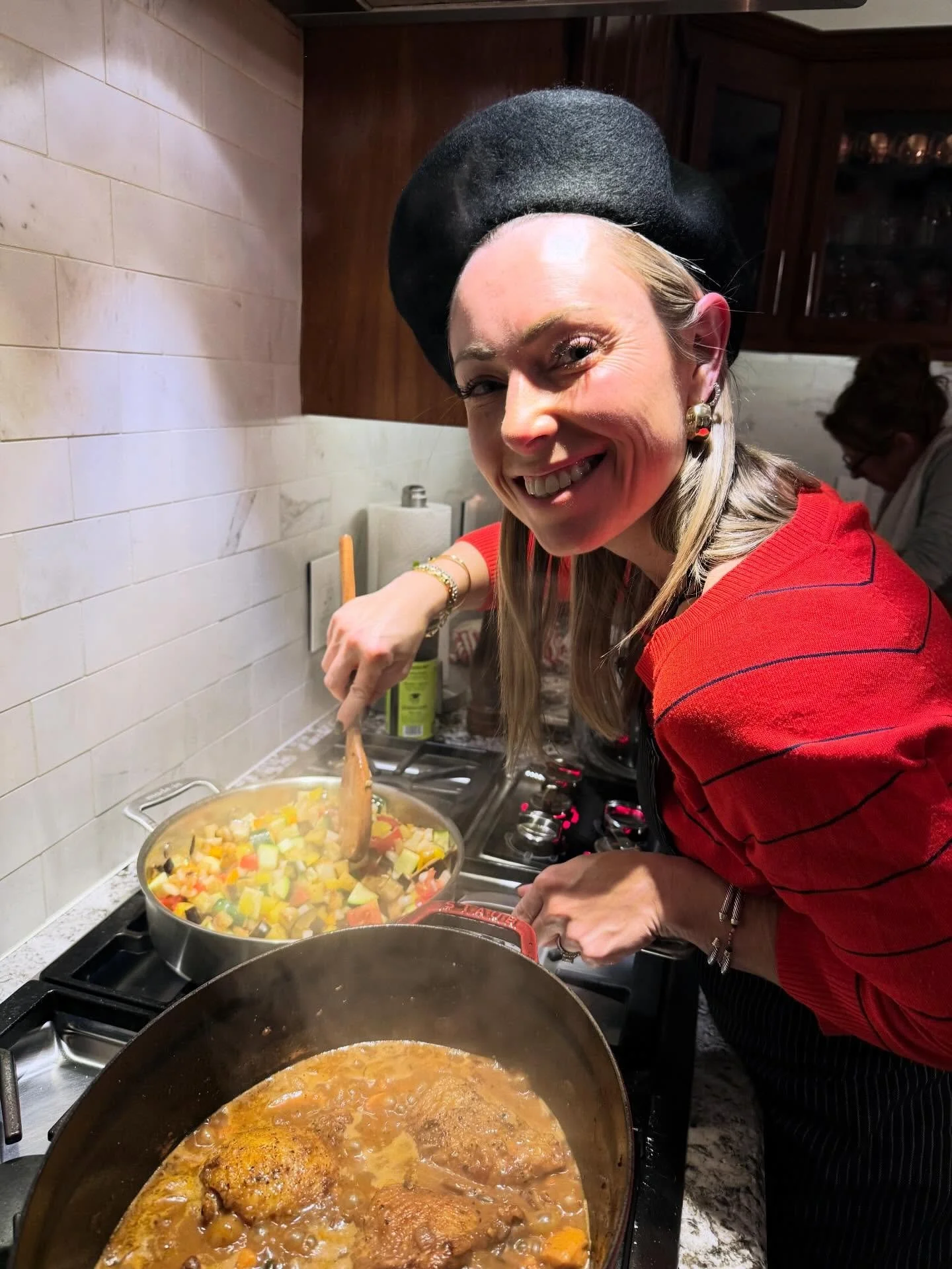 Lots of fun was had with this fabulous group of women during a French inspired cooking class for a special birthday. The Coq au Vin, savory crepes, Ratatouille and Cherry Clafoutis were all delicious. Send me a message if you&rsquo;d like a special i