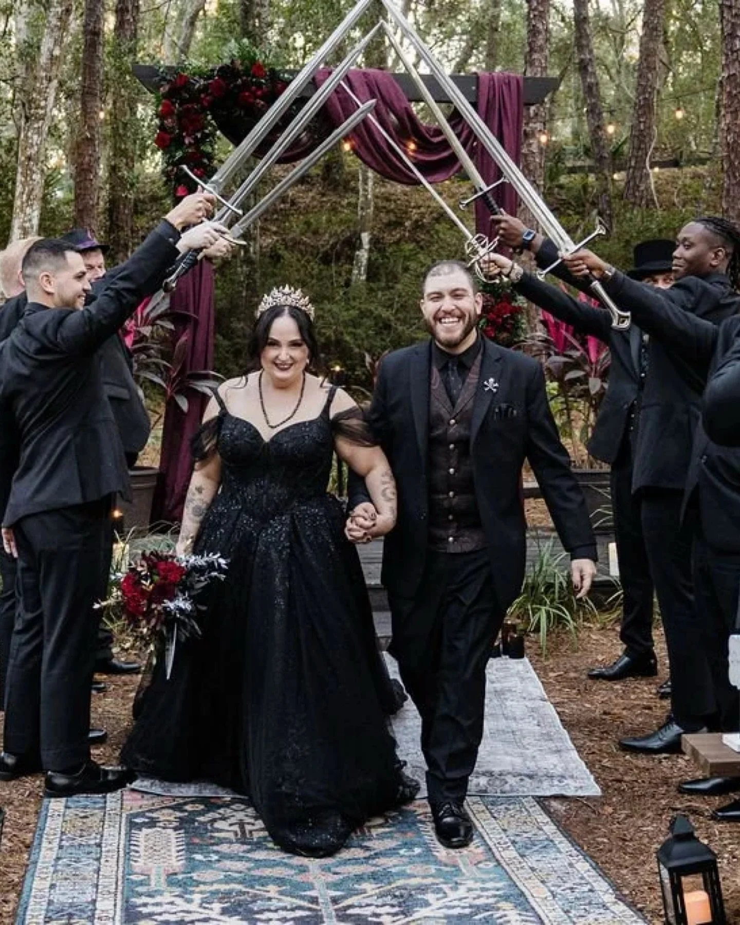 Guests walked in dressed in black and deep, gothic tones, and we knew the whole day would feel out of a movie. Cara and Arthur did not just &ldquo;hint&rdquo; at a theme. They committed to it. Their gothic-themed wedding at @chapelvalleyfarm in Eusti